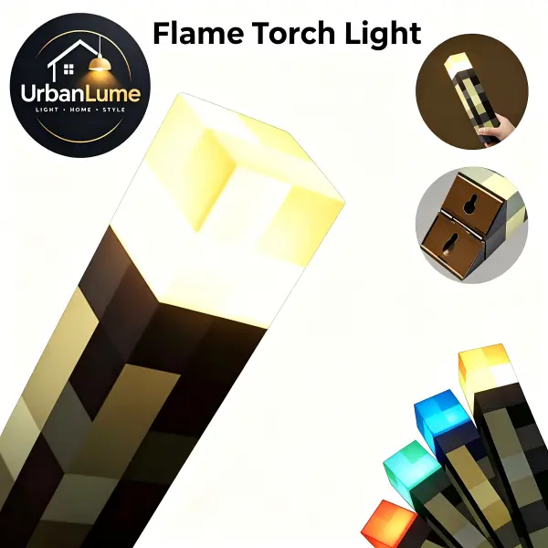 Pixel Brownstone Torch Light – Upgraded Light-Up Wall Torch, Rechargeable Lamp, Handheld & Wall Mount Torch Light