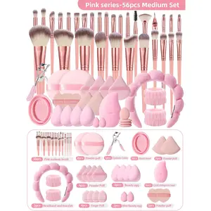 56PCS Makeup Tools Set:30PCS Makeup Brush Set,16PCS Makeup Powder Puffs,1pc Hairband,2PCS Hand Bowl Strap,1pc Makeup Brush Cleaning Tools,1pc Eyelash Curler,1pc Facial Ice Compress,2PCS Air Cushion Powder Puff,2PCS Marshmallow Cushion Powder Puff, Makeup,