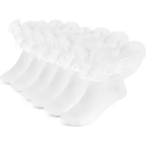 3 Pairs White Ruffle Socks Big Girls Socks 6-8  Cute Lace Socks Comfortable Crew Frilly Trim Dress Princess Style Ankle Socks  White