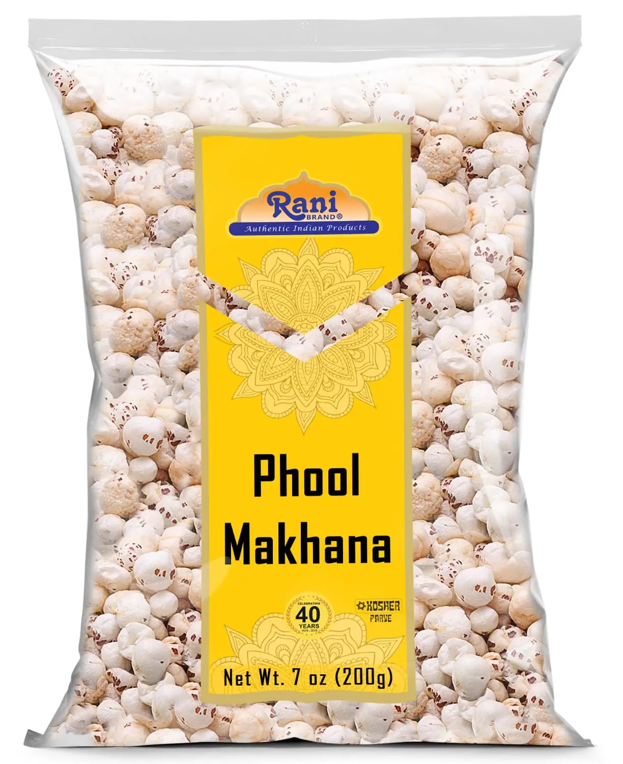 Rani Jumbo Phool Makhana (Fox Nut/Popped Lotus Seed) Plain Raw Uncooked 7oz (200g) ~ All Natural | Vegan | No Colors | Gluten Friendly | NON-GMO | Kosher | Indian Origin