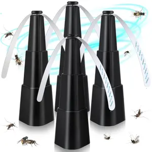 2 Pack Black Desktop Fly Fan, Indoor Outdoor Fly Repellent, Rotating Tabletop Fan with Holographic Blades, Ideal for Picnic, Dining, Party, Home BBQ
