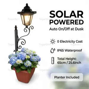2 In 1 Solar Lamp Post Lights With Planter - Wall Mount or Freestanding, Waterproof Decorative Lamp for Lawn, Patio, Front/Back Door,Porch Roadside Decoration outdoor