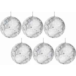 Mirror Disco Ball 2" Inch  Hanging Ball with Attached String for Hanging, Reflects Light, Party Favor (Pack of 6)