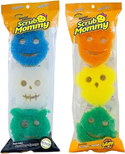 Scrub Daddy Scrub Mommy Special Edition Fall + Halloween - Scratch-Free Multipurpose Dish Sponge - BPA Free & Made with Polymer Foam - Stain & Odor Resistant Kitchen Sponge (6 Count) Stainless Wipe