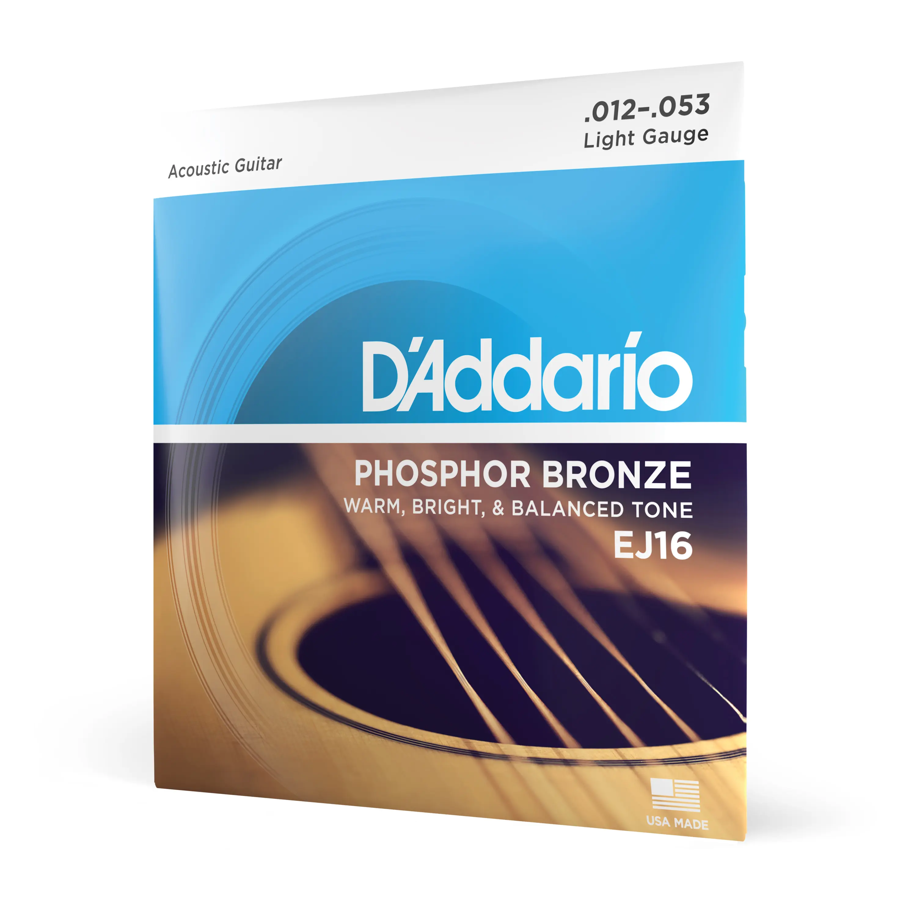 D'Addario EJ16 Phosphor Bronze Acoustic Guitar Strings, Light, 12-53 D'Addario EJ16 Phosphor Bronze Acoustic Guitar Strings, Light, 12-53