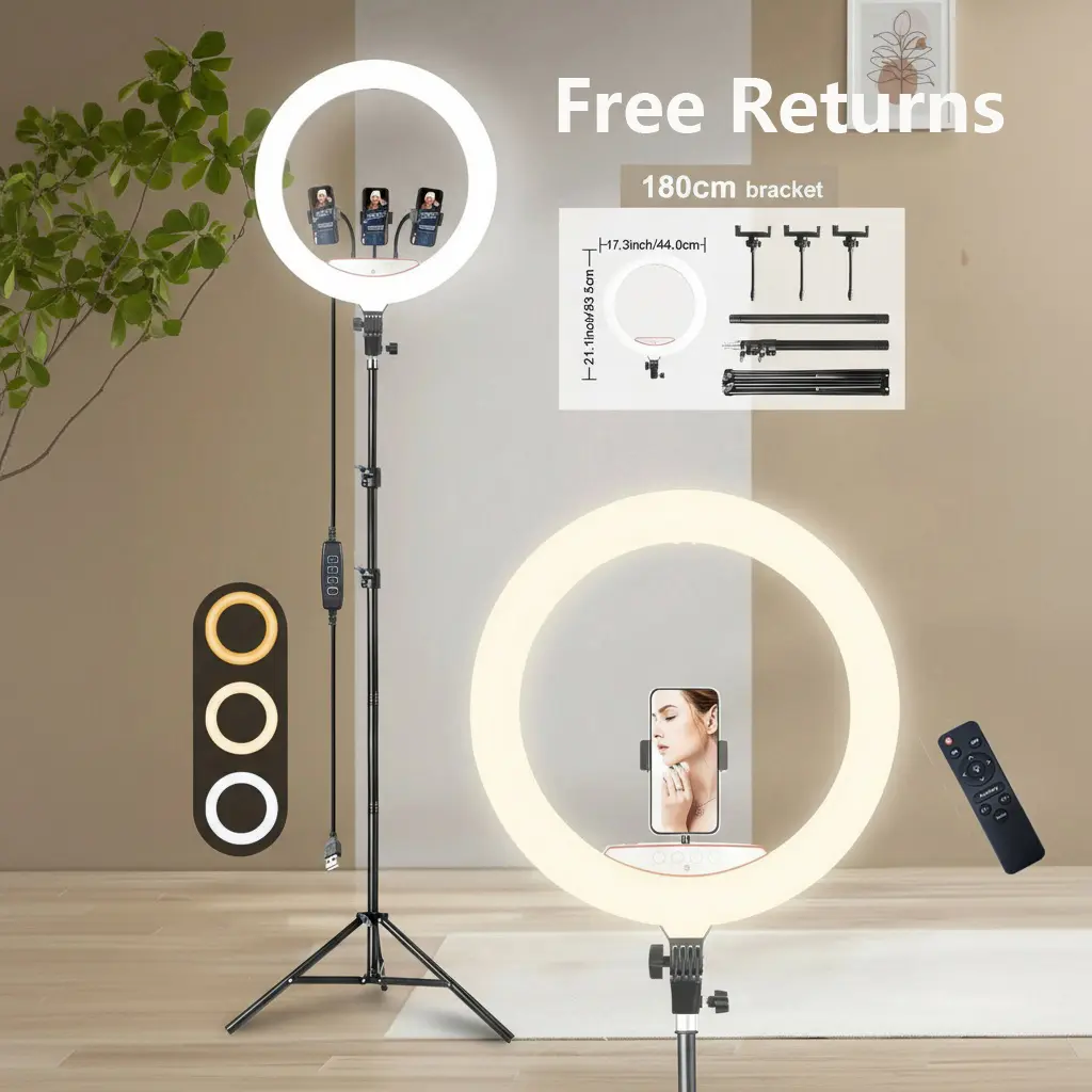 18 inch LED Ring Light with Tripod Stand Dimmable Makeup video lights for Studio Portrait YouTube Vlog Video Shooting with Remote Controller, CRI 90 vlogger content creator youtube tiktok video#ring light shade tiktokshopbacktoschool