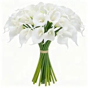VIKINGS PANDA 36 Pcs 12.8in Real Touch Latex-Silicone Calla Lily Artificial Flowers, Decorative Fake Lilies for Bridal Wedding Bouquet, Home Office Decor