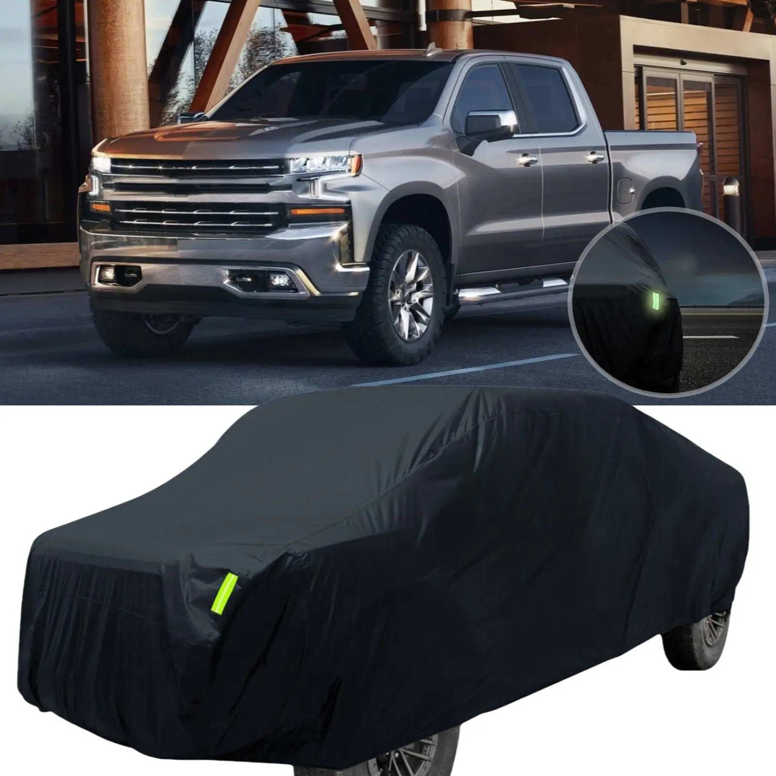 For Chevrolet Silverado GMC 1500 2500HD 3500HD Full Truck Car Cover Waterproof Full Exterior Pickup Cover Outdoor Sun UV Rain Dust Protection Black, For Mother Father Lover Friend Christmas Valentine Gift