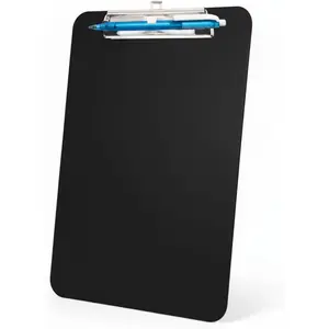 Clipboard with Pen Holder, Clipboard A4 Standard Letter Size,Plastic Clip Boards 8.5x11 Heavy Duty, Clipboards for Women  Students School Office ,Black