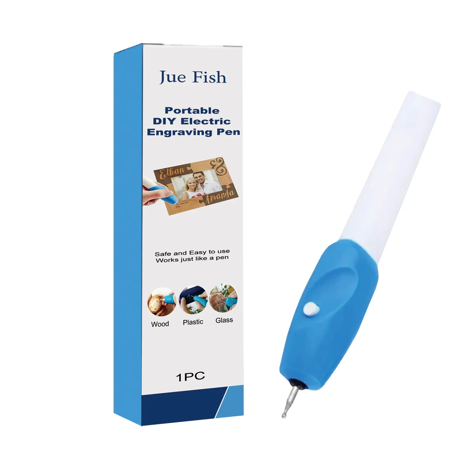 Jue-Fish Portable DIY Electric Engraving Pen for Woodworking, Wood Marking, Artistic Effects, Art Engraving Pen