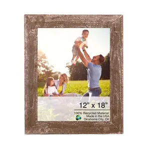 212 MAIN Rustic Farmhouse Brown Wooden Photo Frame, 12x18in, Easel Back, Tabletop/Hang Display, Baby & Maternity Room Decoration