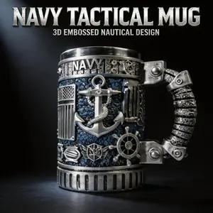 250th Anniversary Military 3D Mug - Military Inspired Coffee Mug, Stainless Steel Beer Mug, Classic Military-Style Collectible Drinkware for Home and Office, Gift for Veterans, Dads, and Military Fans, 8-10oz