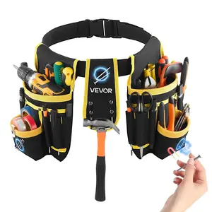 VEVOR Tool Belt, Magnetic Tool Pouch for Men, Heavy Duty Adjustable Utility Belt Detachable Work Bag for Electrician, Carpenter, Construction, Work Apron Organizer, Waist Adjust 31 to 48in