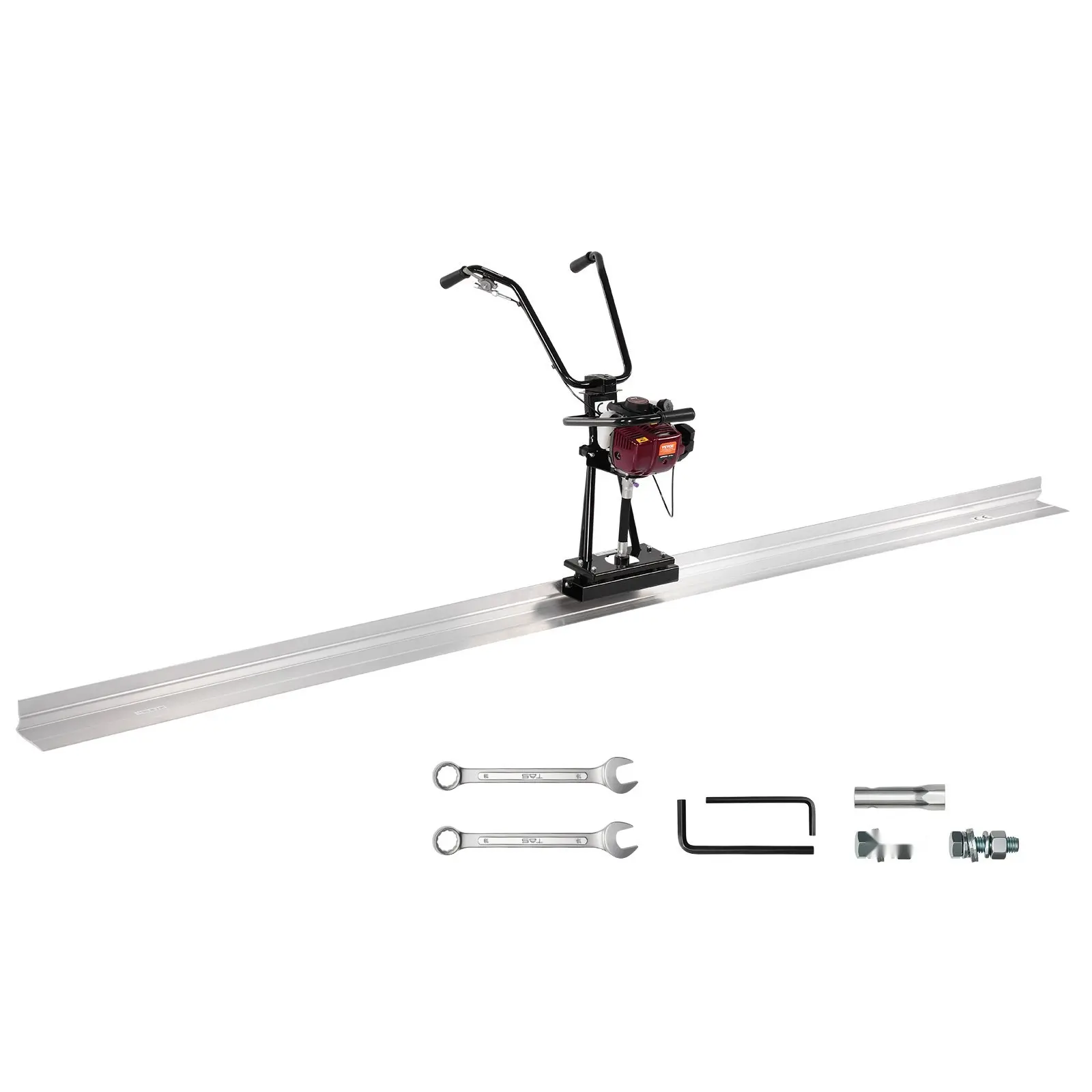 4 Stroke Concrete Power Screed Cement Finishing Float 4 Ft Blade Board Set for Construction, Smoothing, Leveling, and Finishing Surfaces; Lightweight Masonry Tool Kit for Driveways, Floors, Sidewalks, and Professional Jobs