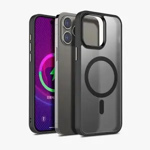 Magnetic Matte Phone Case for iPhone 17Promax/16Promax/15PLUS/14Pro/13/12, Compatible with MagSafe, Military Grade Drop Protection, SlimThin Translucent Frosted Silicone Shockproof Phone Cover