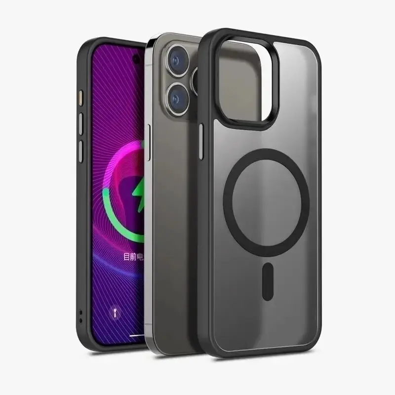 Magnetic Matte Phone Case for iPhone 17Promax/16Promax/15PLUS/14Pro/13/12, Compatible with MagSafe, Military Grade Drop Protection, SlimThin Translucent Frosted Silicone Shockproof Phone Cover