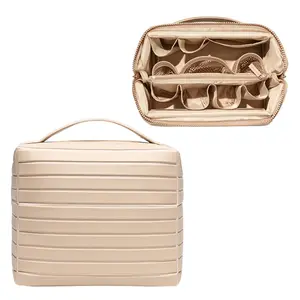Foldable Waterproof Large-Capacity Makeup Bag - Multi-Layer Compartment Organizer with Zipper Closure, Lightweight Portable Home Storage Bag for Cosmetics, Skincare Items and Essential Toiletries