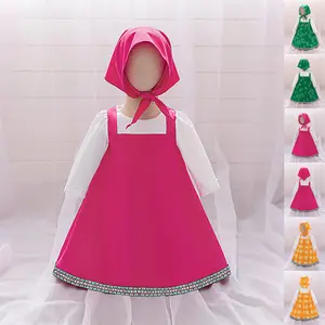 02 with Scarf Hot Pink Cartoon Cosplay Costume Fancy Carnival Kids Clothes Performance Princess Theme Party Holiday Baby Girls Ball Gown Toddle Cocktail Dress 6M-3Y