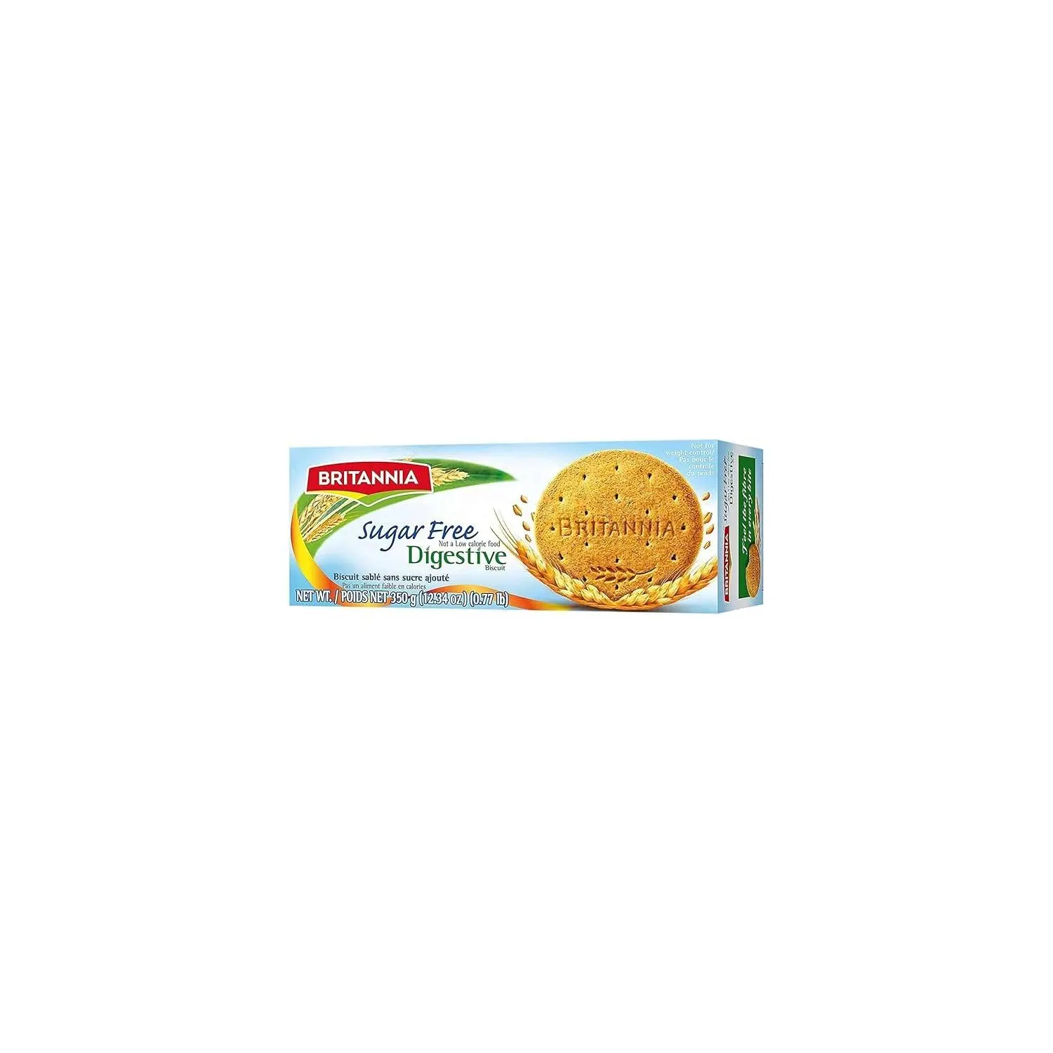 Britannia Sugar Free Digestive Biscuits 2-Pack - Whole Wheat Flour with 3% Bran (Gluten), Adults, Contains Wheat & Soy, Artificial Sweeteners (Maltitol & Sucralose), Box, 6-Month Shelf Life, Britannia Industries Limited