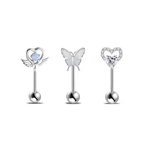 HERVAY 16G/8MM Helix Ear Ring Stainless Steel Wings Heart Triangle Unisex Piercing Jewelry for Women Men Durable Elegant Design - Earring