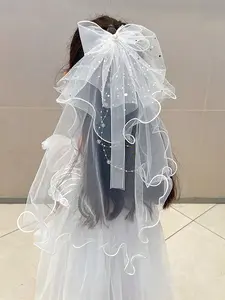 Girls' Princess Crown Headband Set, Long Hair Accessories for Weddings & Parties, Elegant Design for Kids, Perfect Gift Idea