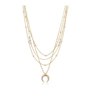 Ettika Crescent Horn Layered-Chain Necklace