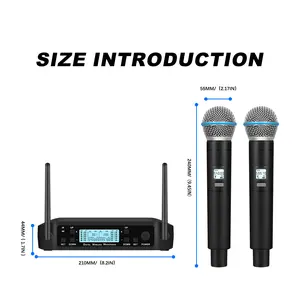 Professional dual channel karaoke handheld wireless microphone system, infrared frequency matching, suitable for home karaoke, meetings, parties, churches, etc DJ、 Wedding and Family KTV