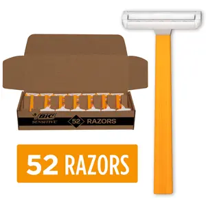 BIC Sensitive Disposable Razors for Men, Long-Lasting 1 Blade Razors for Sensitive Skin, 52-Pack