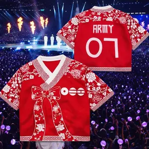 Bangtan Tour Hanbok Style Floral Mesh Jersey, Outfits Concert , Unisex Streetwear,Music Lover Gift , Gift For Fans , Gift For Him
