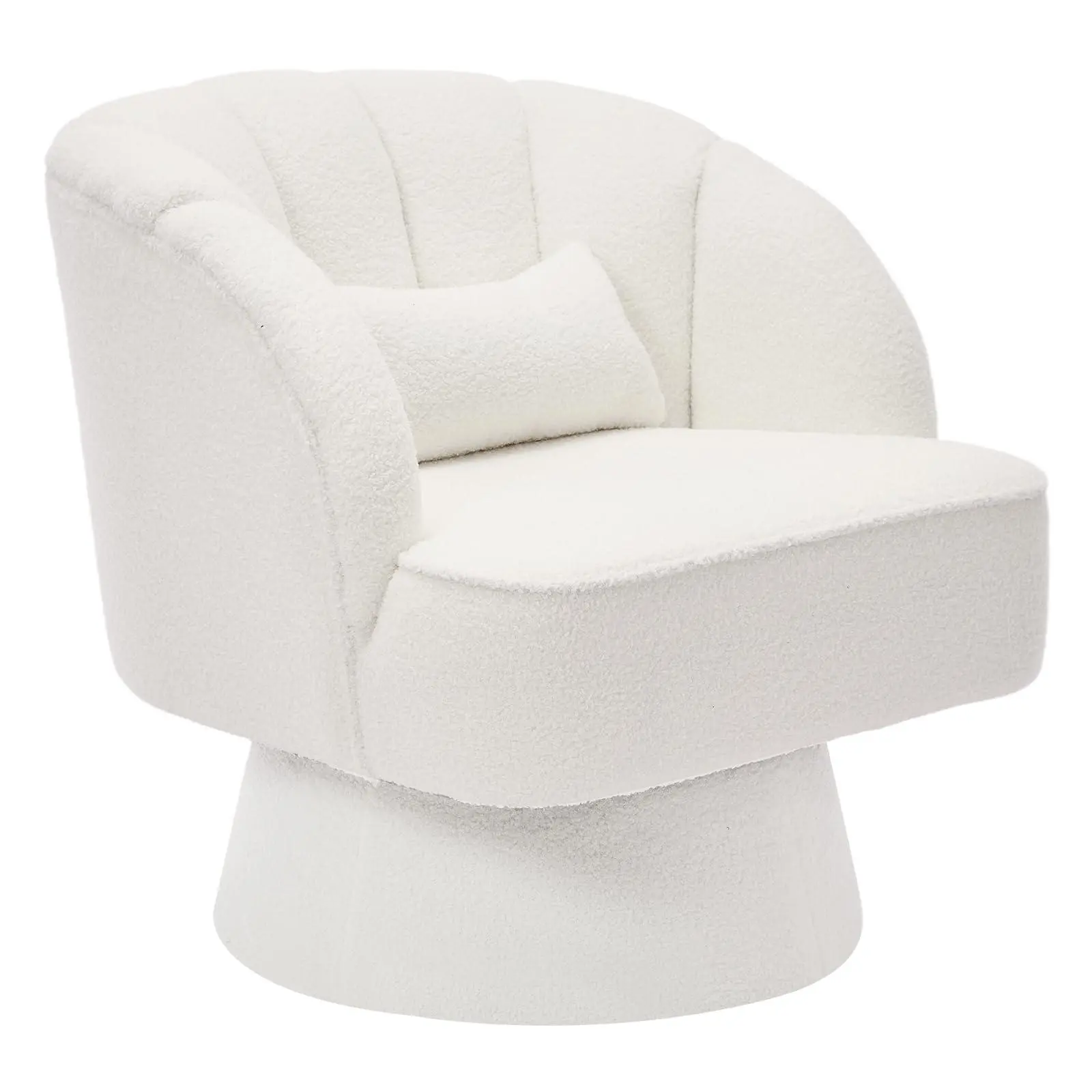 GAOMON 360° Swivel Barrel Accent Chair - Cozy Reading Chair with Quiet Swivel Glide, Fleece Upholstery, Striped Backrest, High-Density Foam, 300lbs+ Capacity, Hassle-Free for Living Room, Bedroom