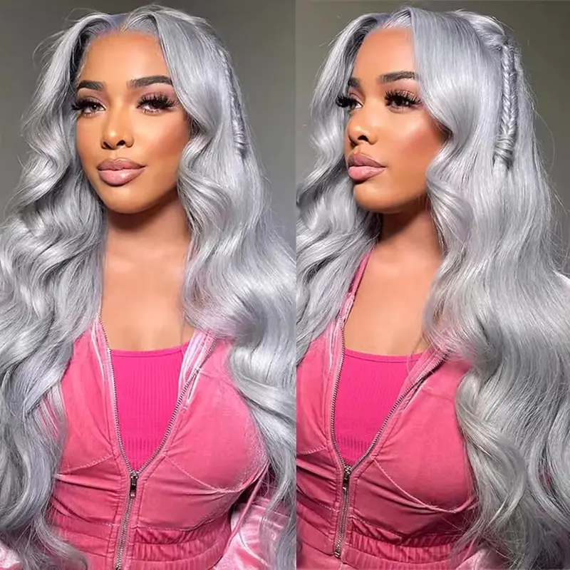 Yeswigs 13x4 13x6 Full Lace Frontal Wigs Raw Brazilian Hair HD Transparent Lace Front Wig Grey Body Wave 100% Human Hair Wigs For Black Women Pre Plucked with Baby Hair