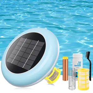Pool Ionizer Solar Powered,Copper Ionization,Floating Automatic Water Cleaner and Purifier,Up to 45,000 Gal,85% Less Chlorine, Chlorine Free Water,Smart Replacement