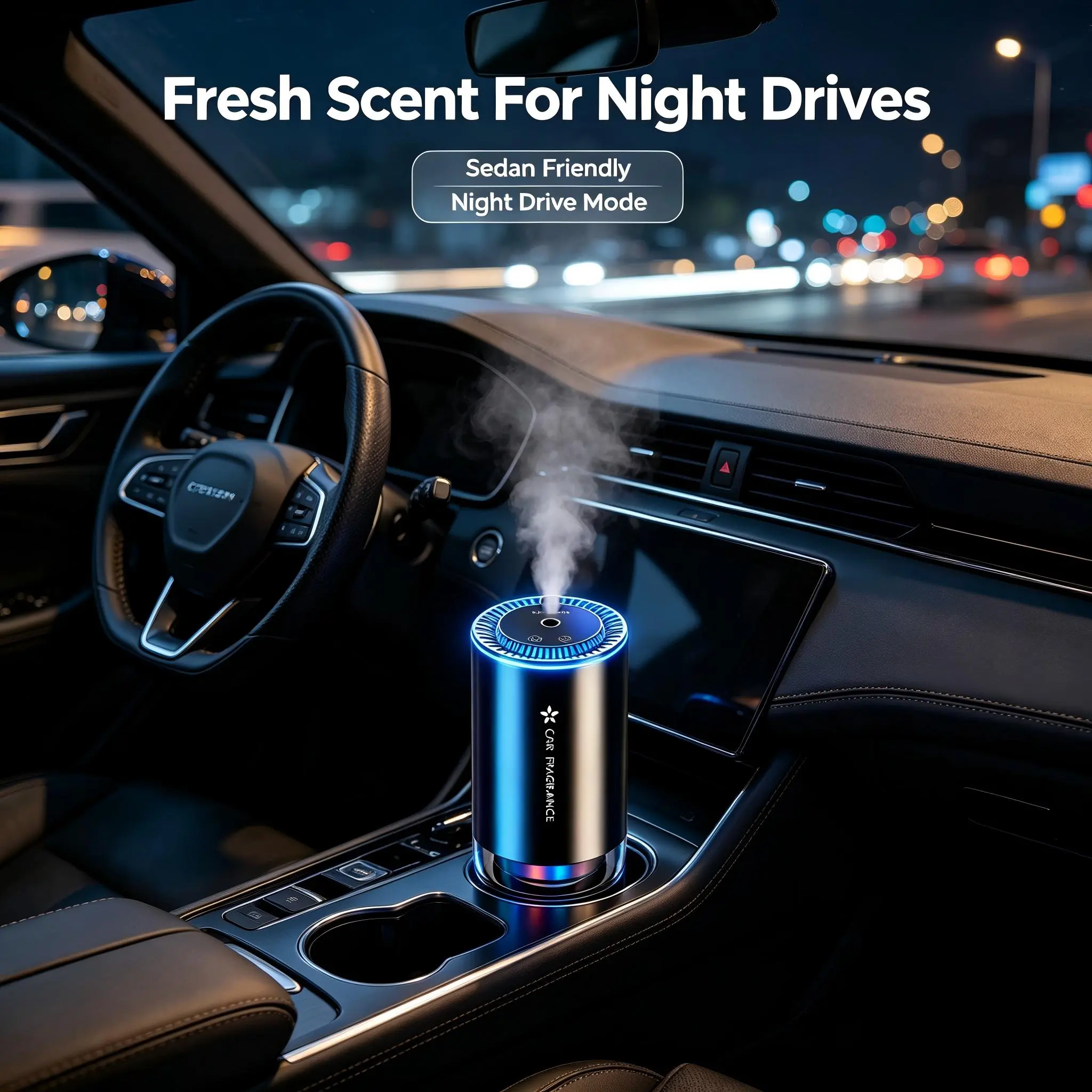 Smart Aromatherapy Diffuser - Car Aromatherapy Machine, Car Diffuser - USB Rechargeable, 7-Color Ambient Light, Level 1 Starry Sky Mode, Includes 1 Bottle of 50ml Ocean Essential Oil, Suitable for Home Aromatherapy, Car Aromatherapy, Office Aromatherapy.