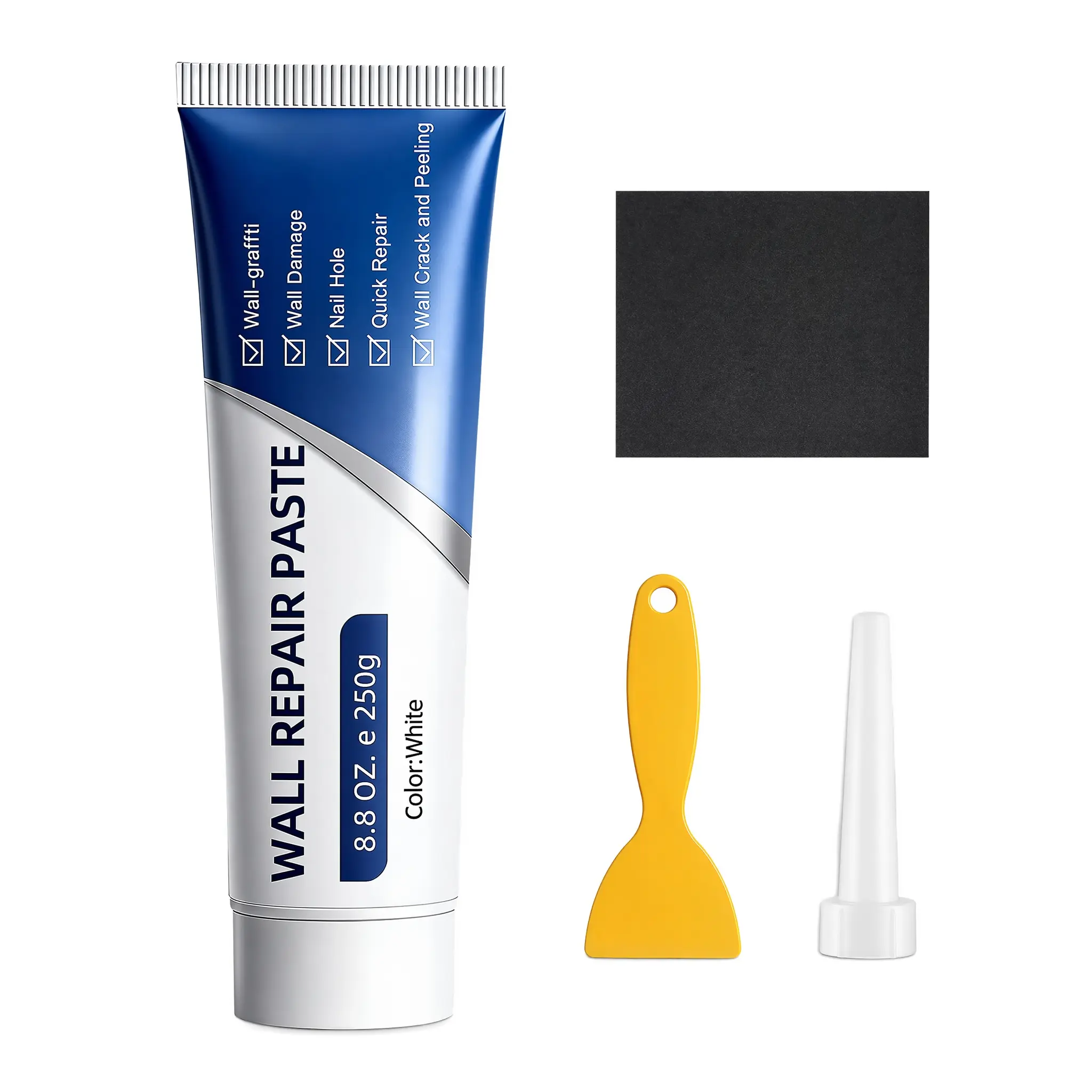 Drywall Repair Kit (1/2/3 Packs) - Moldable Spackling Paste, Cream Texture, Strong Adhesive, Fast-Dry Waterproof Coating, Scraper, Sandpaper for DIY Users’ Interior Walls Quick Home Improvement Hole Filling Solution