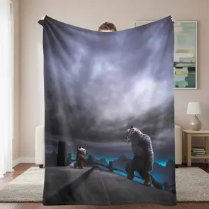 Majestic Martial Arts Master Flannel Fleece Blanket Fantasy Creature Combat Print Ultra Soft Lightweight Breathable Warmth Perfect for Cozy Bedding Bedroom Decor Living Room Sofa Lounging Travel Adventures Relaxation Gifts