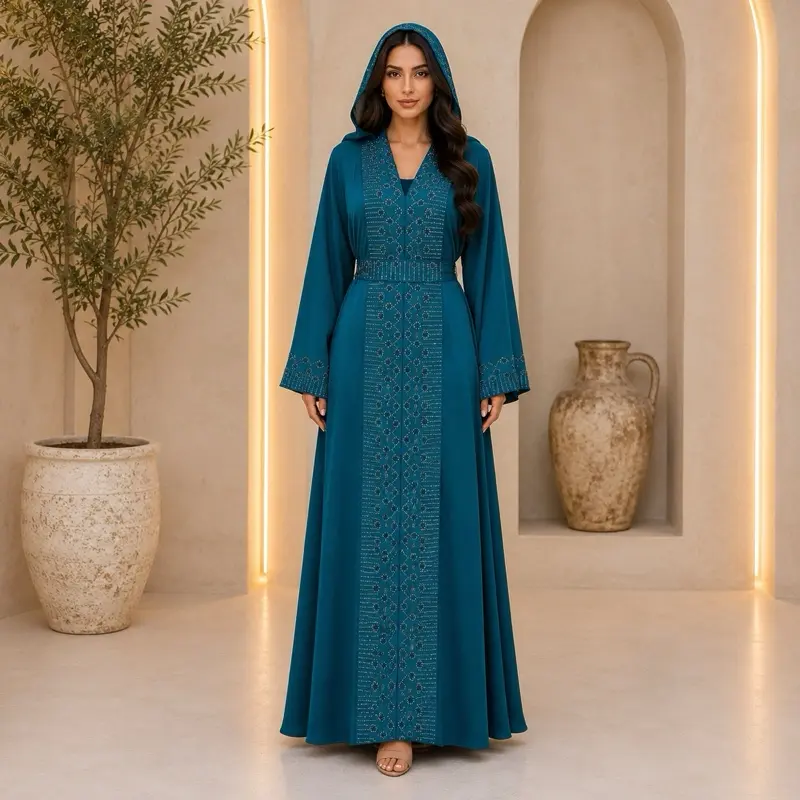 Royal Umbrella Style Crystal Abaya Set