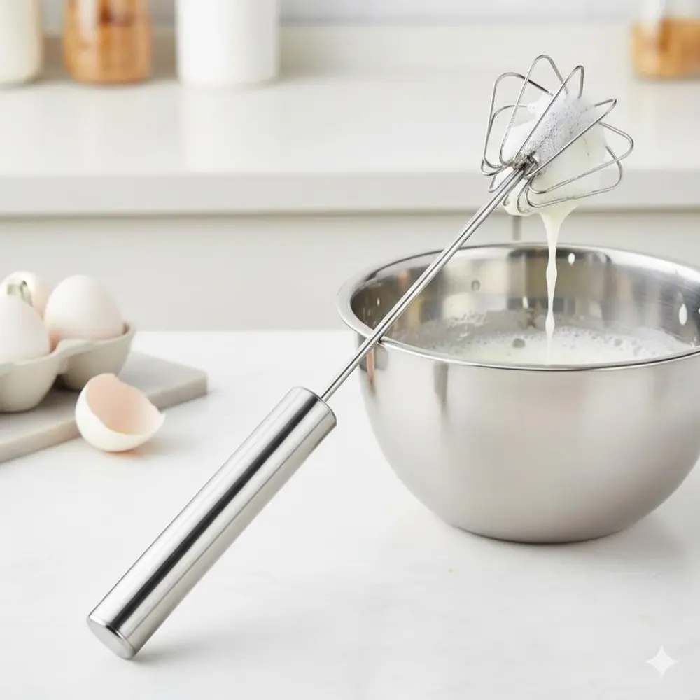 Speedy Whisk Pro: Anti-Slip Gear Turbo Hand Mixer for Home & Commercial Use. Efficiently Whips Milk, Eggs, Coffee & Baking Mixes. Rust-Resistant, Multi-Purpose Kitchen Electric Whisk.