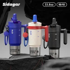 32 oz Leak-proof Cup Lid,Non-slip NoiseReduction Pad At The Bottom,StainlessSteelThermos Cup,Portable watertight StrawMouth,Wide Mouth and Narrow Bottom for EasyCleaning and CarLoading