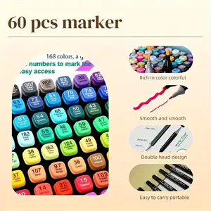 60 double-ended felt-tip pens, markers, markers, drawing brushes for comics & sketches - art supplies, office supplies, perfect Christmas and birthday gifts