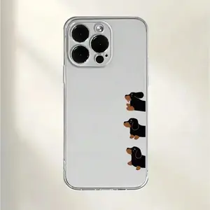 Transparent Shockproof Phone Case with Dachshund Puppy Pattern, Suitable for iPhone 17 Air/16 Plus/15 Pro Max/14 Pro/13/12/11 and Other Mobile Phones, as a Birthday/Holiday Gift for Family and Friends, TMZB63