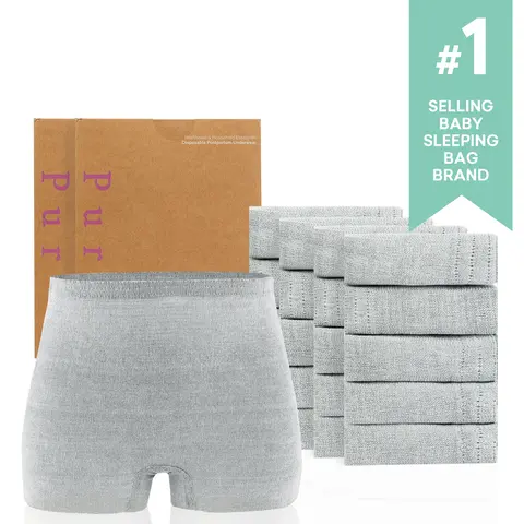 [HSA/FSA Eligible] PurComfy Disposable Postpartum Underwears - 1 Pack (10ct), Mesh Cotton High-Waisted Seamless Full-Coverage Boyshorts, Abdominal Support, Flexible Fit, Grey, 28"-42" Waist, Essential Care for New Moms