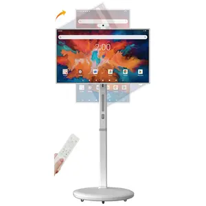32" Portable Smart TV on Wheels, 1080P FHD Rolling TV with Rotatable Touch Screen, Android/IOS 13, 8GRAM+128G Storage, Camera and Stand, Voice Remote Control, Full Rotation Mobile TV for Home, Outdoors