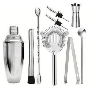 Stainless Steel Cocktail Shaker Set, Professional Bartending Tools, Home Bar Accessories, Ideal for Mixologists & Parties, Jiggers