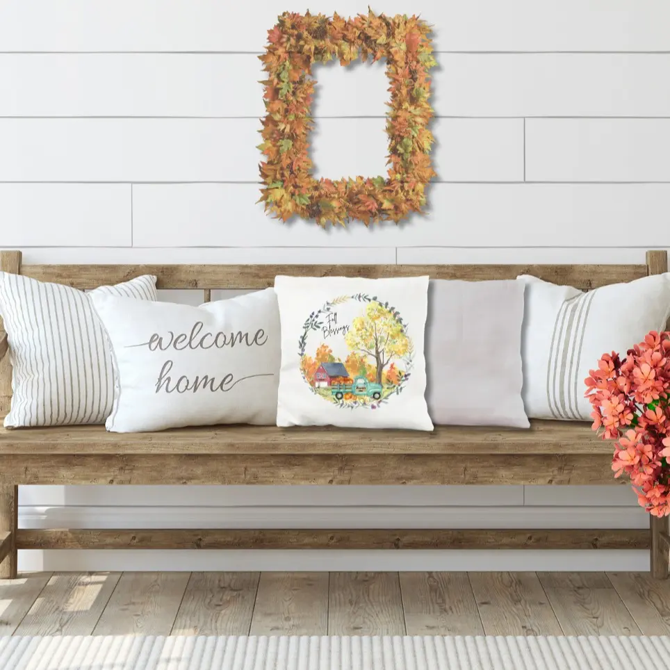 Fall Blessings Decorative Pillow, Autumn Decor, Seasonal Pillow, Cozy Home Accessories, Harvest-Themed Cushion, Warm and Stylish, Thanksgiving Accent, Pumpkin Spice Vibes, Orange and Brown Color Scheme, Farmhouse Style, Festive Home Decor, Soft, White