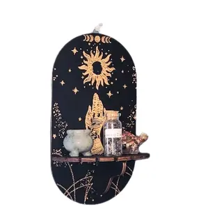 Wooden Cosmic-Inspired Wall Shelf & Pendulum Holder with Lunar Design - Perfect for Home Organizer
