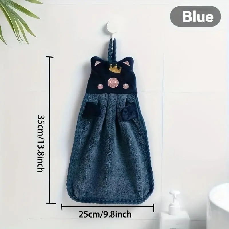 Kitchen Bathroom Living Room Fingertip Towel, Absorbent and Lint-Free, Cartoon Piglet Pattern Hanging Towel, Coral, Hangable Small Towel, Hand Towel
