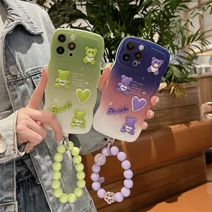 Suitable for Samsung S23 3D Bear Phone Case S22/A20S Cute for Women A73/A30 Trendy A12/S20FE