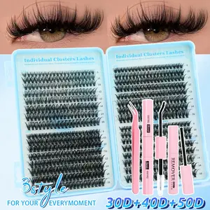 Cluster False Lashes, Natural D Curl Extension, Reusable and Easy to Apply, Suitable for Cat Eye and Cross Style, Non-Toxic, High Quality Eyelashes
