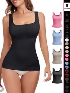 Women Tummy Control Shapewear Tank Tops Seamless Square Neck Compression Tops Slimming Body Shaper Camisole