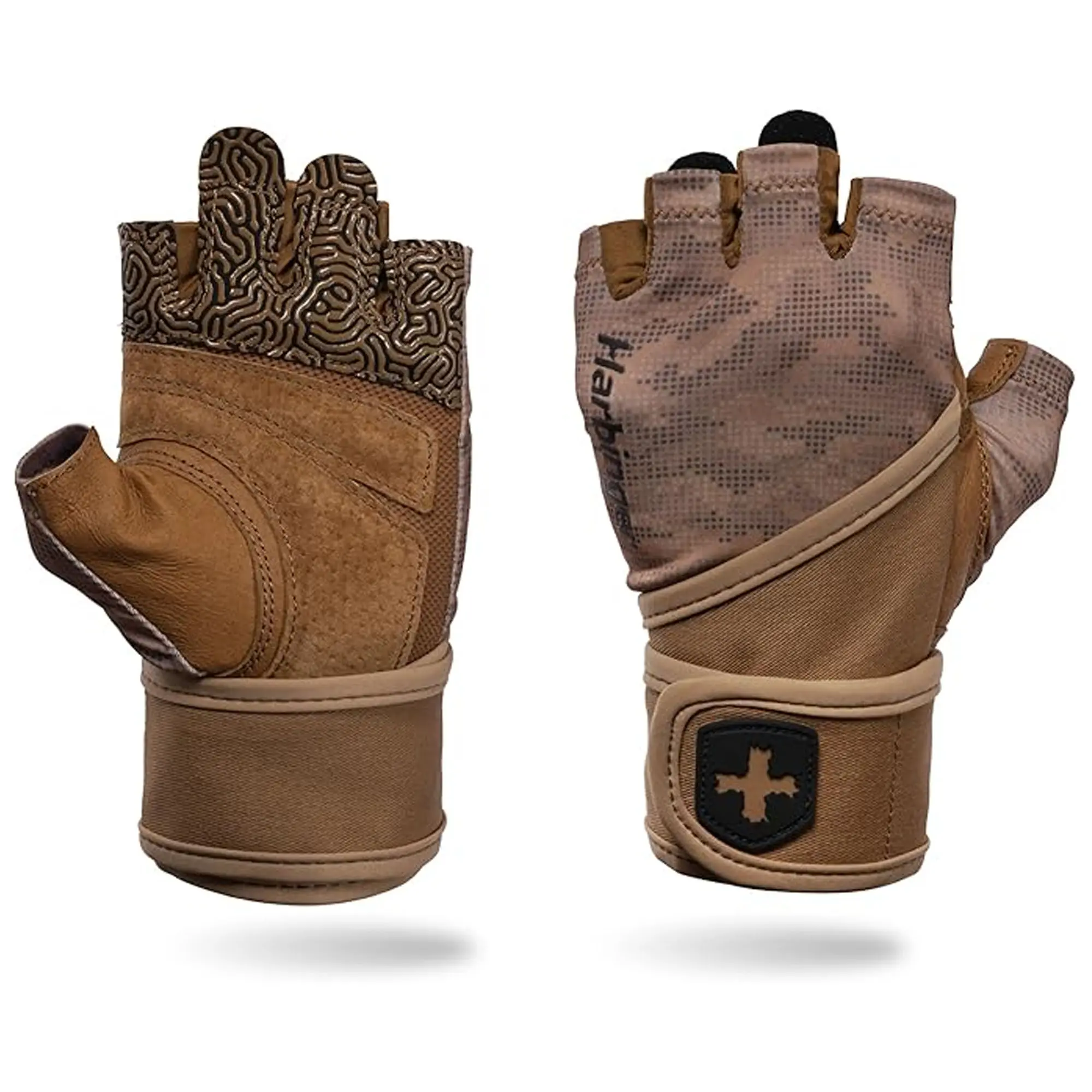 Harbinger Men's Pro Wrist Wrap Gloves 3.0 - Tan Camo